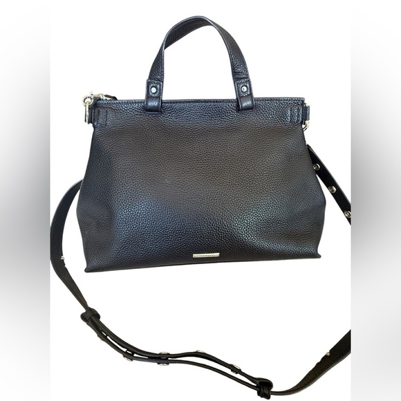 Rebecca Minkoff Keith black pebbled leather suede medium size satchel purse - Picture 4 of 14